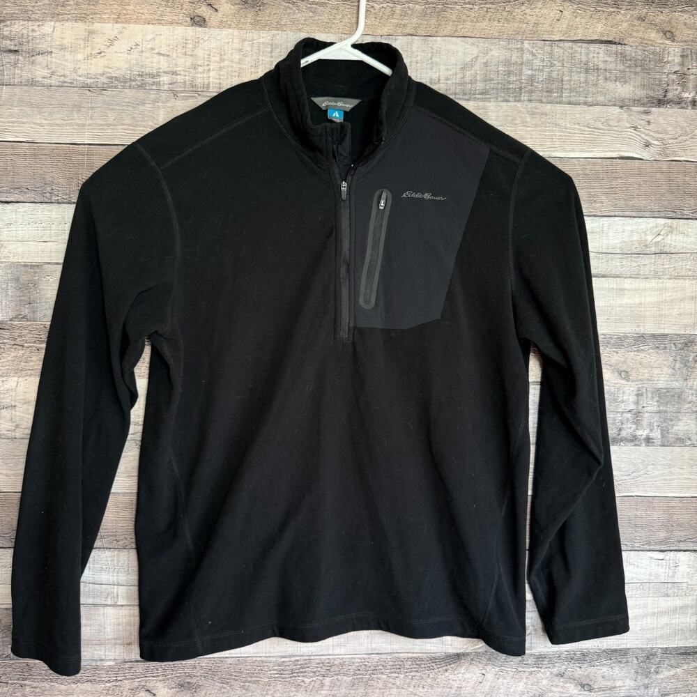 Eddie Bauer Mens First Ascent 1/4 Zip Climbing Pullover Large Black Hiking